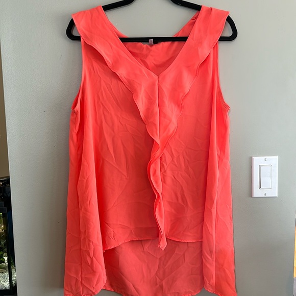 Amanda Green Pink/Coral Ruffle Tank 💕 - Picture 1 of 6